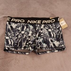 Nike Pro Black and White Patterned Shorts
